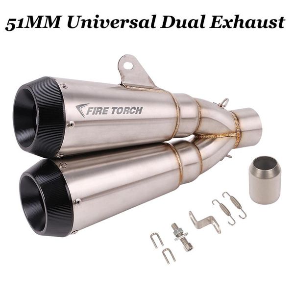 51mm universal motorcycle double hole exhaust motocross muffler scooter escape moto slip on for bwm f750gs gsxr pcx system
51mm universal motorcycle double hole exhaust motocross muffler scooter escape moto slip on for bwm f750gs gsxr pcx system