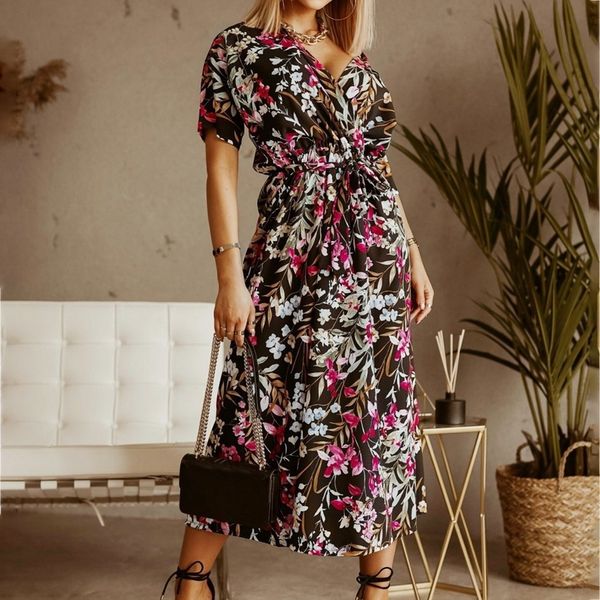 dress ladies vintage maxi floral print summer slim casual high waist bohemian women beach female, Black;gray
dress ladies vintage maxi floral print summer slim casual high waist bohemian women beach female, Black;gray