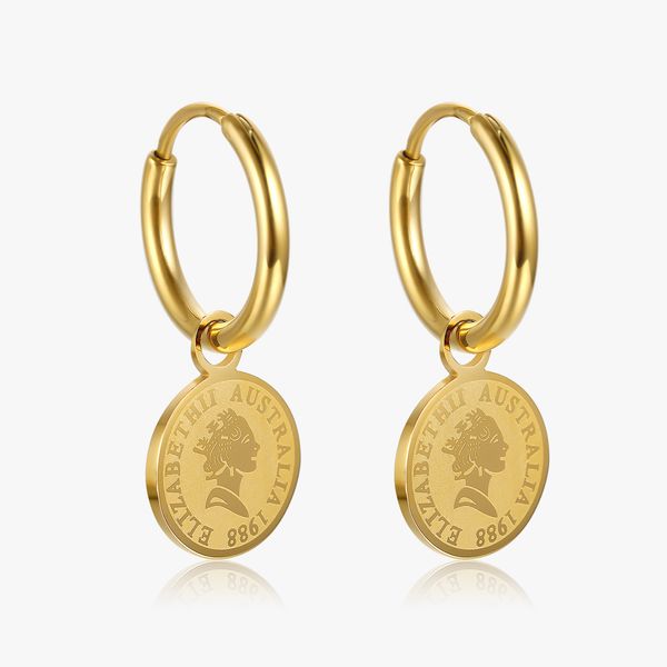french rose flower square portrait elizabeth huggie coin earrings titanium plated 18k gold ladies metallic gift jewelry, Golden;silver
french rose flower square portrait elizabeth huggie coin earrings titanium plated 18k gold ladies metallic gift jewelry, Golden;silver