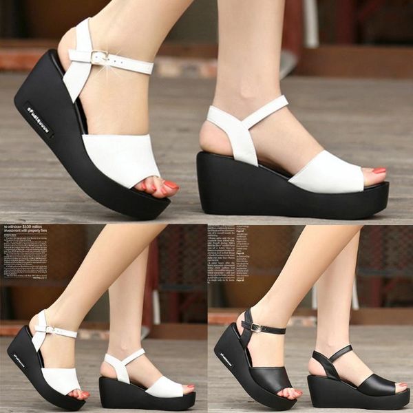 sandals fashion women fish mouth platform sandal high heels wedges buckle slope shoes sandalias de verano para mujer m26, Black
sandals fashion women fish mouth platform sandal high heels wedges buckle slope shoes sandalias de verano para mujer m26, Black