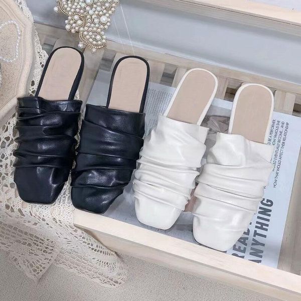 black white women pleated slippers slip on mules square toe flats heel casual female slides summer outdoor ladies beach shoes
black white women pleated slippers slip on mules square toe flats heel casual female slides summer outdoor ladies beach shoes