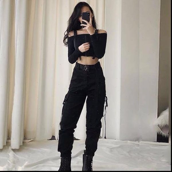 black high waist cargo women pants pockets patchwork loose streetwear pencil fashion hip hop womens trousers, Black;white
black high waist cargo women pants pockets patchwork loose streetwear pencil fashion hip hop womens trousers, Black;white