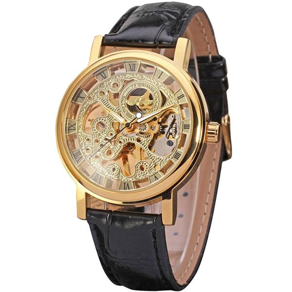 wristwatches winner transparent golden case luxury casual design black leather strap mens watches brand mechanical skeleton watch, Slivery;brown
wristwatches winner transparent golden case luxury casual design black leather strap mens watches brand mechanical skeleton watch, Slivery;brown