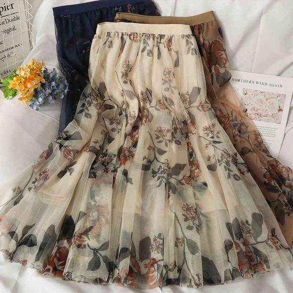 summer retro printed floral net yarn midi high-waist skirt female vintage temperament long fashion 210420, Black
summer retro printed floral net yarn midi high-waist skirt female vintage temperament long fashion 210420, Black