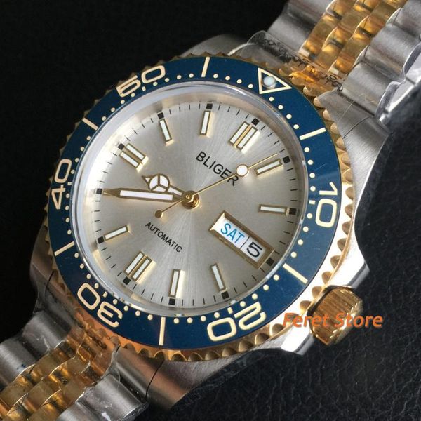 wristwatches bliger 40mm watch sapphire crystal date luminous white dial gold stainless steel case nh36a automatic mechanical men's, Slivery;brown
wristwatches bliger 40mm watch sapphire crystal date luminous white dial gold stainless steel case nh36a automatic mechanical men's, Slivery;brown