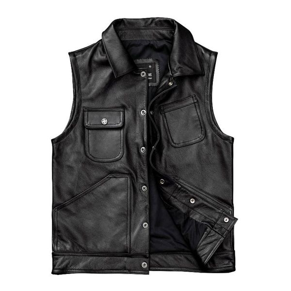 men's vests 2021 black men american casual style leather vest plus size xxxxl genuine cowhide spring slim fit natural, Black;white 
men's vests 2021 black men american casual style leather vest plus size xxxxl genuine cowhide spring slim fit natural, Black;white