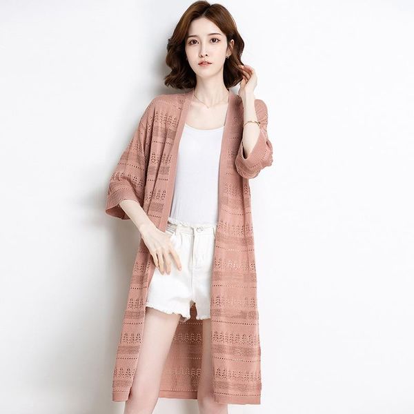summer women's ice silk knitted cardigan medium length 2021 air conditioning shirt loose sunscreen clothing fashion thin jackets, Black;brown
summer women's ice silk knitted cardigan medium length 2021 air conditioning shirt loose sunscreen clothing fashion thin jackets, Black;brown