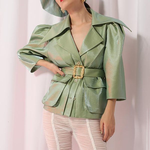 women's jackets seebeautiful fashion 2021 spring big lapel long sleeve single breasted stitching pockets belts jacket loose coat women, Black;brown
women's jackets seebeautiful fashion 2021 spring big lapel long sleeve single breasted stitching pockets belts jacket loose coat women, Black;brown