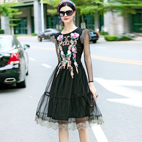 dresses summer special exquisite digital printing heavy industry embroidered dress, Black;gray
dresses summer special exquisite digital printing heavy industry embroidered dress, Black;gray