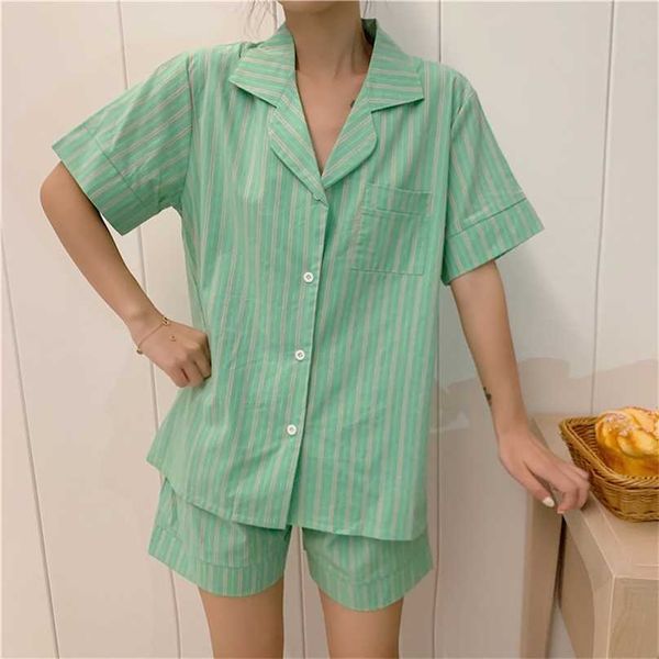 summer women cotton pajamas plaid two piece suits striped soft sleepwear female femme home chic loose sets 210525, Black;red
summer women cotton pajamas plaid two piece suits striped soft sleepwear female femme home chic loose sets 210525, Black;red
