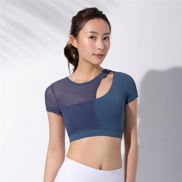 yoga outfit patchwork hollow out net yarn shirt fitness women sport workout crop gym short-sleeved shirts with chest pad
yoga outfit patchwork hollow out net yarn shirt fitness women sport workout crop gym short-sleeved shirts with chest pad