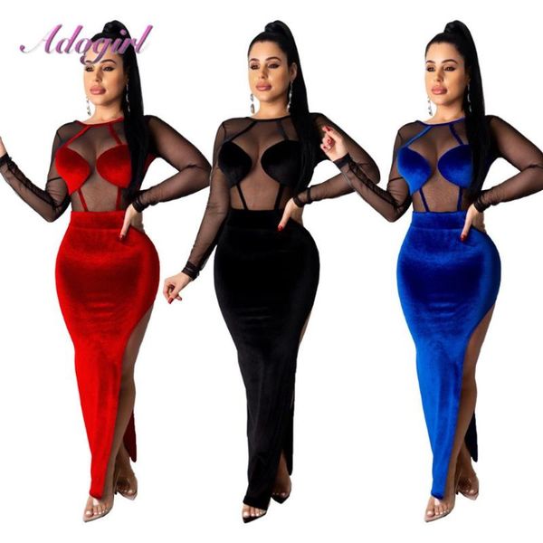 casual dresses sheer mesh patchwork velvet evening party club bodycon long dress women elegant backless sleeve high slit maxi, Black;gray
casual dresses sheer mesh patchwork velvet evening party club bodycon long dress women elegant backless sleeve high slit maxi, Black;gray