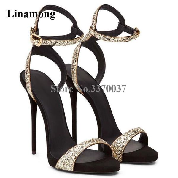 brand design women fashion open toe gold sequined thin heel sandals ankle strap buckle high club dress shoes, Black
brand design women fashion open toe gold sequined thin heel sandals ankle strap buckle high club dress shoes, Black