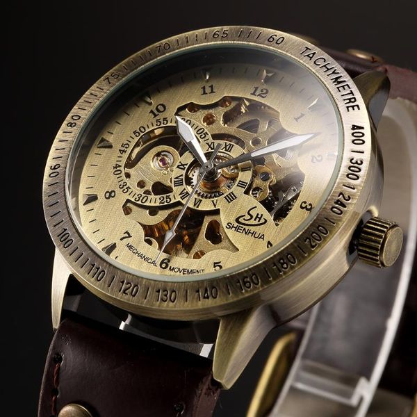 wristwatches shenhua erkek kol saati retro bronze skeleton steampunk mechanical male wrist watch leather belt automatic men's wristwatc, Slivery;brown
wristwatches shenhua erkek kol saati retro bronze skeleton steampunk mechanical male wrist watch leather belt automatic men's wristwatc, Slivery;brown