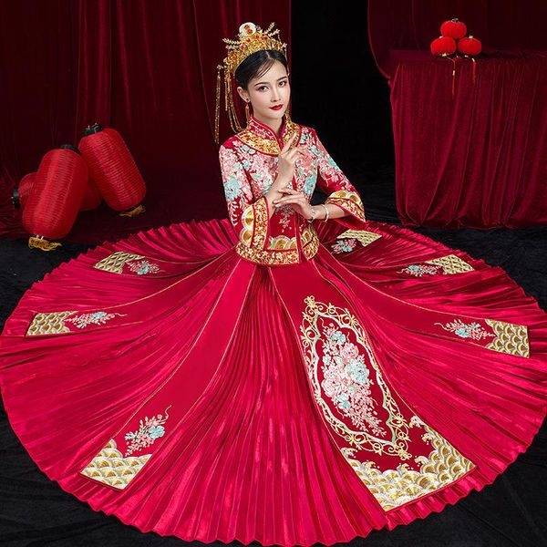 traditional long qipao sequins chinese wedding bride style cheongsam women's evening dress marry clothes ethnic clothing, Red
traditional long qipao sequins chinese wedding bride style cheongsam women's evening dress marry clothes ethnic clothing, Red