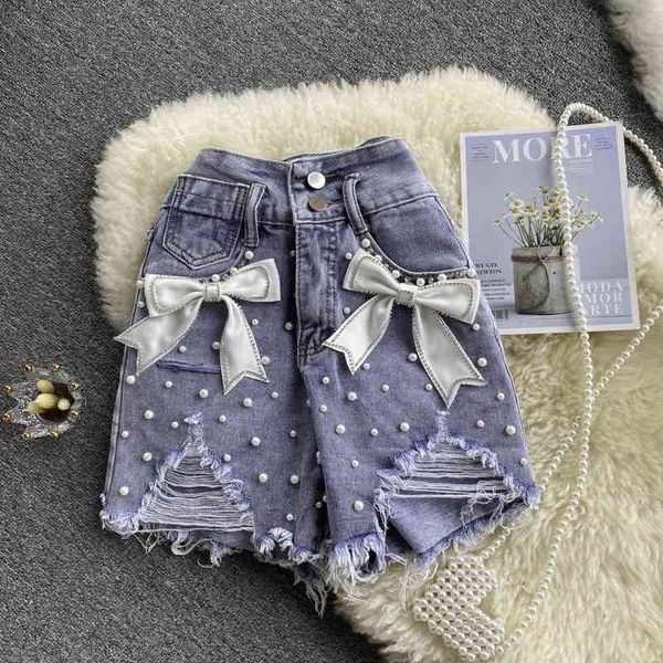 summer sweet korean beads rhinestones white bow high waist denim shorts women casual style ripped hem blue shorts 210515, White;black
summer sweet korean beads rhinestones white bow high waist denim shorts women casual style ripped hem blue shorts 210515, White;black