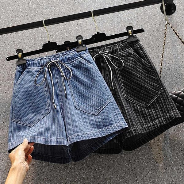 women's shorts summer fat sister elastic waist loose jeans women size foreign style striped pants, White;black
women's shorts summer fat sister elastic waist loose jeans women size foreign style striped pants, White;black