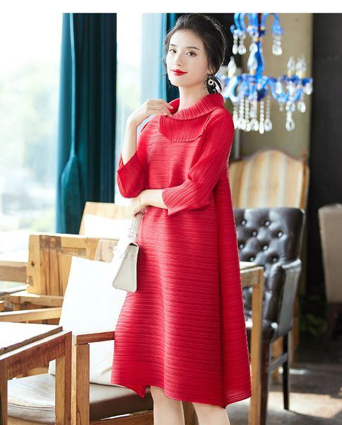 dress fashion fold red color big yards turtleneck 7 minutes of sleeve type double split, Black;gray
dress fashion fold red color big yards turtleneck 7 minutes of sleeve type double split, Black;gray