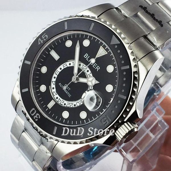 wristwatches bliger 43mm stainless case sapphire glass luminous marks black dial ceramic bezel gmt automatic mens mechanical watch, Slivery;brown
wristwatches bliger 43mm stainless case sapphire glass luminous marks black dial ceramic bezel gmt automatic mens mechanical watch, Slivery;brown