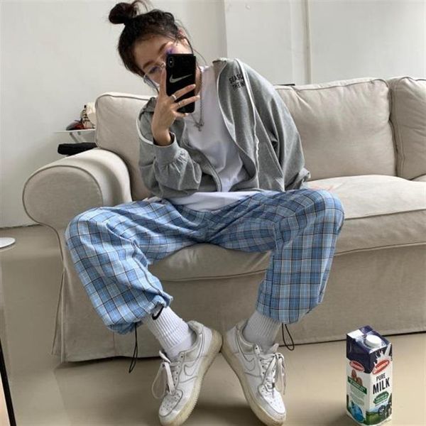 korean plaid high waist womens capri harem loose students straight trousers summer sweatpant casual pockets harajuku, Black;white
korean plaid high waist womens capri harem loose students straight trousers summer sweatpant casual pockets harajuku, Black;white