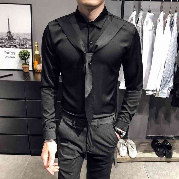 men's casual shirts mais tamanho 5xl-s moda manga longa gravata decorao camisas de para roupas masculinas slido fino ajuste vestido blu, White;black
men's casual shirts mais tamanho 5xl-s moda manga longa gravata decorao camisas de para roupas masculinas slido fino ajuste vestido blu, White;black