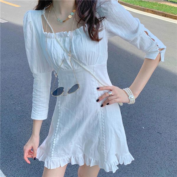 women's summer dress waist thin white a-line french temperament short skirt square collar fairy female pl189 210506, Black;gray
women's summer dress waist thin white a-line french temperament short skirt square collar fairy female pl189 210506, Black;gray