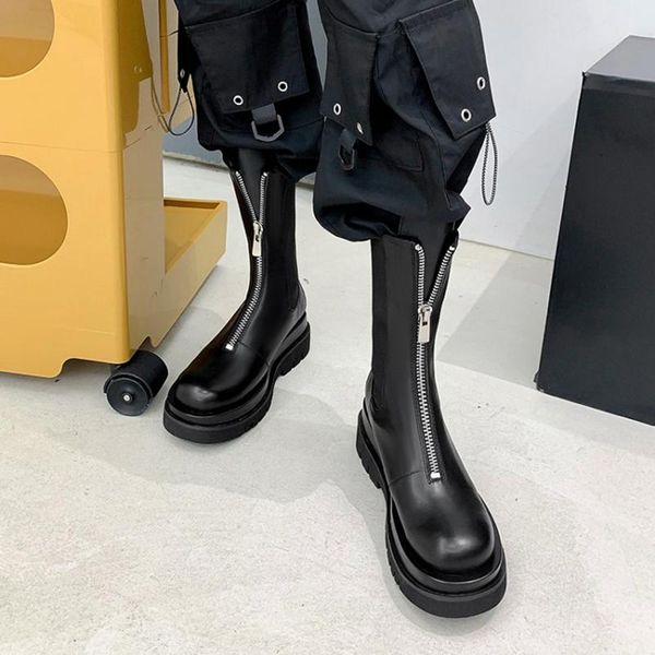 boots 2021 autumn/winter women round toe platform shoes genuine leather solid thick heel mid-calf modern for, Black
boots 2021 autumn/winter women round toe platform shoes genuine leather solid thick heel mid-calf modern for, Black