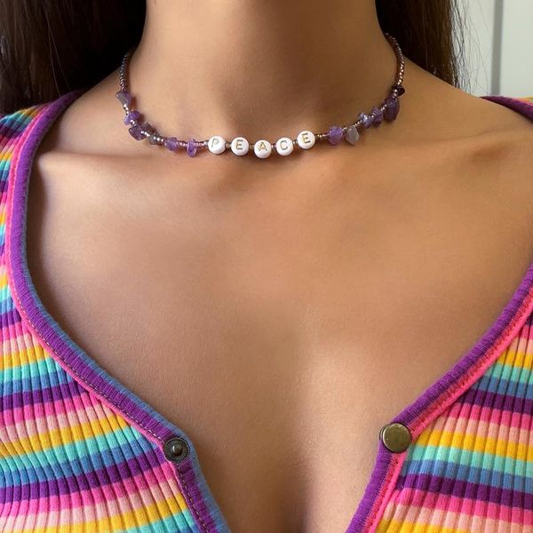 chains ingesight.z purple color natural stone beads chain choker necklaces women acrylic initial letter collar jewelry, Silver
chains ingesight.z purple color natural stone beads chain choker necklaces women acrylic initial letter collar jewelry, Silver
