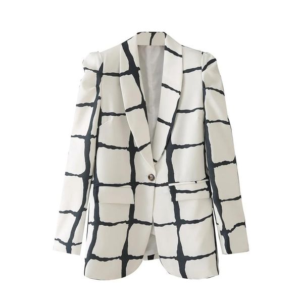 women's suits & blazers women autumn spring slim plaid jacket female deep v turn down collar single button chic lady casual fashion poc, White;black 
women's suits & blazers women autumn spring slim plaid jacket female deep v turn down collar single button chic lady casual fashion poc, White;black