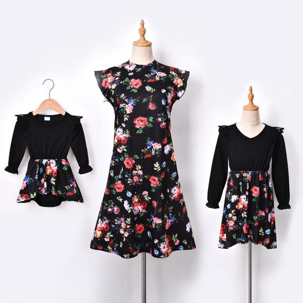 family matching outfits black mother daughter dresses look flower mom baby mommy and me clothes long sleeve girls toddlers dress, Blue
family matching outfits black mother daughter dresses look flower mom baby mommy and me clothes long sleeve girls toddlers dress, Blue