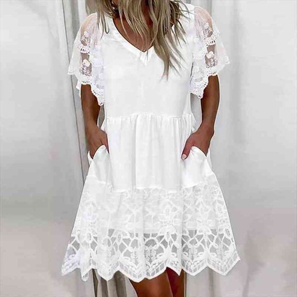Women V-neck Short Sleeve Ruffles Mini Dresses Elegant White Color Embroidery Lace Mesh Party Dress Lady Casual Summer Dress 5xl, Black;gray
Women V-neck Short Sleeve Ruffles Mini Dresses Elegant White Color Embroidery Lace Mesh Party Dress Lady Casual Summer Dress 5xl, Black;gray