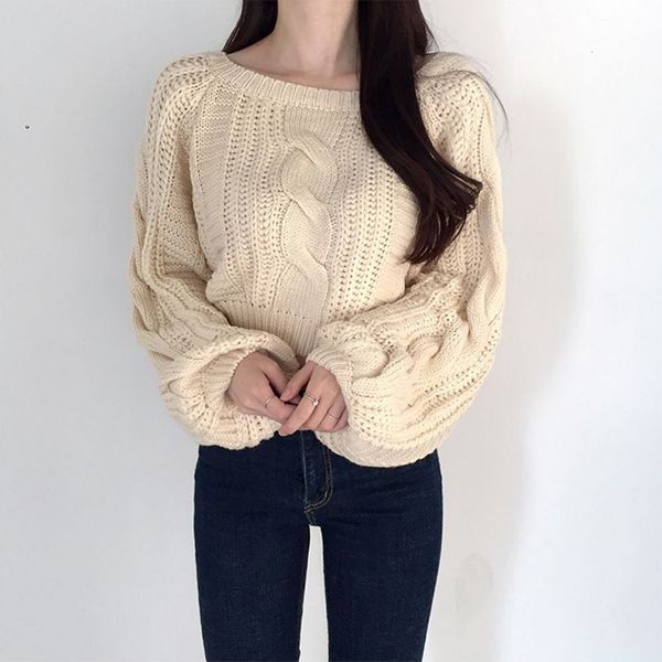 women's t-shirt long lantern sleeve crop autumn winter sweaters beige white and black twist slash neck pullovers p73f
women's t-shirt long lantern sleeve crop autumn winter sweaters beige white and black twist slash neck pullovers p73f