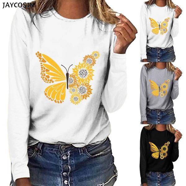 women's t-shirt autumn and winter all-match personality butterfly printing basic version loose round neck casual, White
women's t-shirt autumn and winter all-match personality butterfly printing basic version loose round neck casual, White