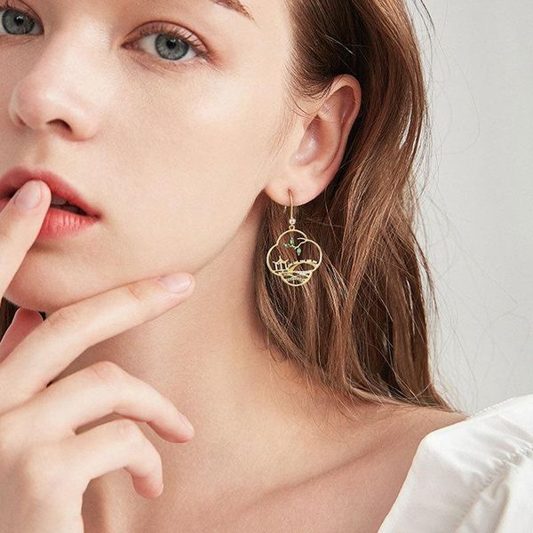 stud s925 silver ear hook qiongtai jade pavilion small bridge water earrings restore ancient ways temperament eardrop, Golden;silver
stud s925 silver ear hook qiongtai jade pavilion small bridge water earrings restore ancient ways temperament eardrop, Golden;silver
