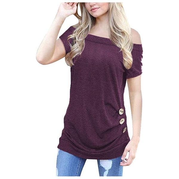 women's t-shirt off shoulder women t-shirts summer 2021 short sleeve skew collar irregular long shirt button plus size clothing, White
women's t-shirt off shoulder women t-shirts summer 2021 short sleeve skew collar irregular long shirt button plus size clothing, White