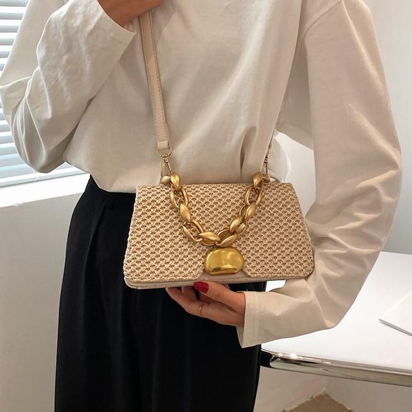 small flap women's crossbody bags metal chain tote handbags luxury pu leather shoulder straw weave ladies messenger bag sac cross body
small flap women's crossbody bags metal chain tote handbags luxury pu leather shoulder straw weave ladies messenger bag sac cross body