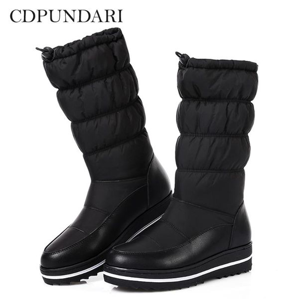 boots down plush winter snow women ankle ladies flat platform black white
