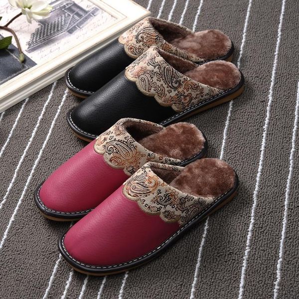 slippers men and women leather autumn winter home couple soft bottom indoor cotton non-slip house shoes, Black
slippers men and women leather autumn winter home couple soft bottom indoor cotton non-slip house shoes, Black