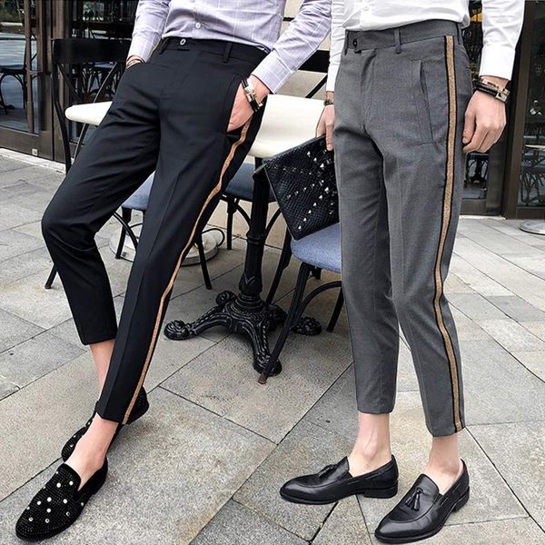 men's pants side tape pant 2021 mens dress business casual office trousers ment ankle length pantalon homme slim fit men social trouser, Black
men's pants side tape pant 2021 mens dress business casual office trousers ment ankle length pantalon homme slim fit men social trouser, Black