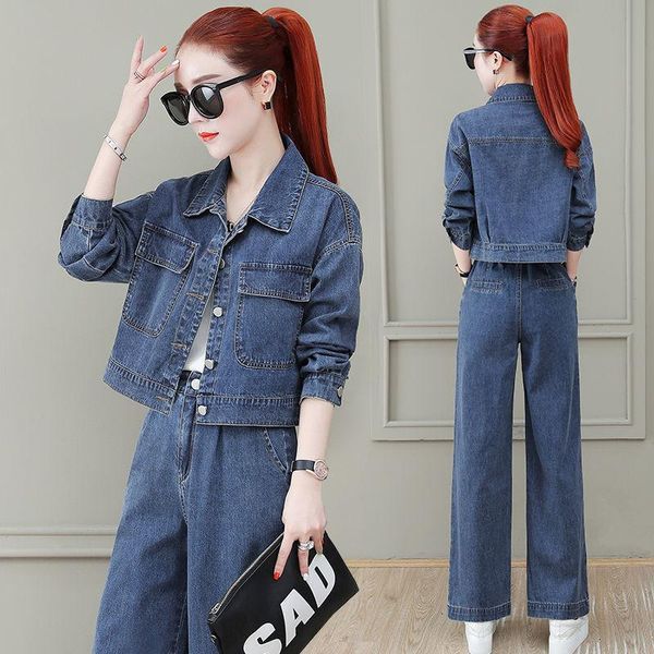 women's two piece pants women 2021 spring autumn denim set female casual jeans 2 outfits turn down collar coat and suit b220, White
women's two piece pants women 2021 spring autumn denim set female casual jeans 2 outfits turn down collar coat and suit b220, White