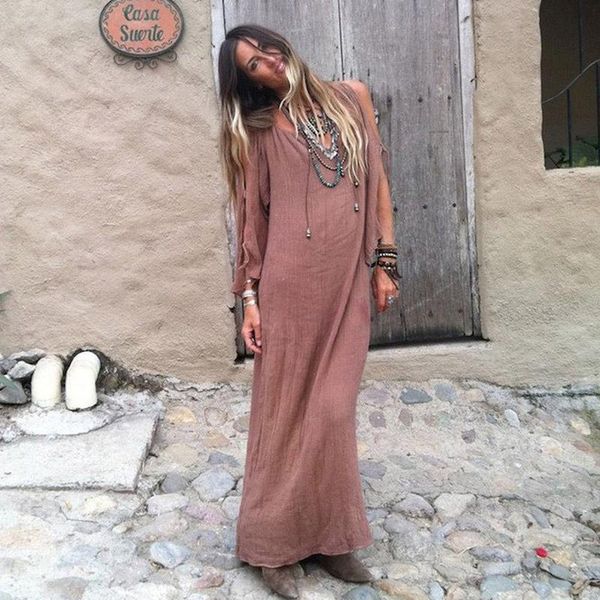 casual dresses tie-up off shoulder long beach dress women elegant v neck party lady solid pullover loose boho maxi 2021, Black;gray
casual dresses tie-up off shoulder long beach dress women elegant v neck party lady solid pullover loose boho maxi 2021, Black;gray