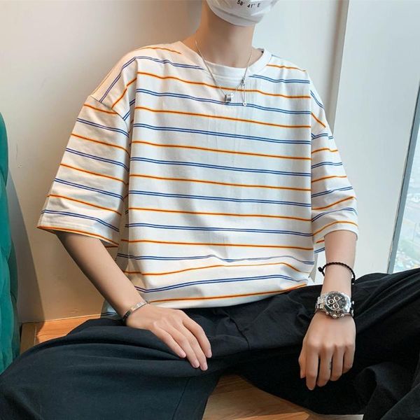 men's t-shirts cotton short sleeve t-shirt korean fashion summer hong kong style loose stripe half student versatile, White;black
men's t-shirts cotton short sleeve t-shirt korean fashion summer hong kong style loose stripe half student versatile, White;black