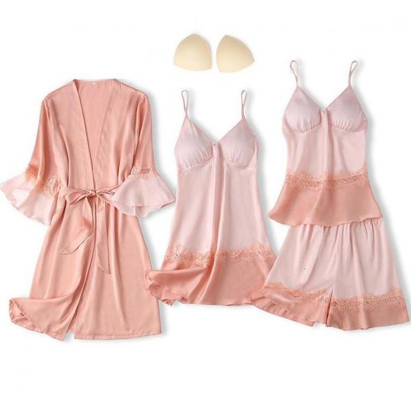 women's sleepwear 4pcs pajamas suit with shorts for women sets outfits satin lace trim kimono robe gown home clothes loungewe, Black;red
women's sleepwear 4pcs pajamas suit with shorts for women sets outfits satin lace trim kimono robe gown home clothes loungewe, Black;red