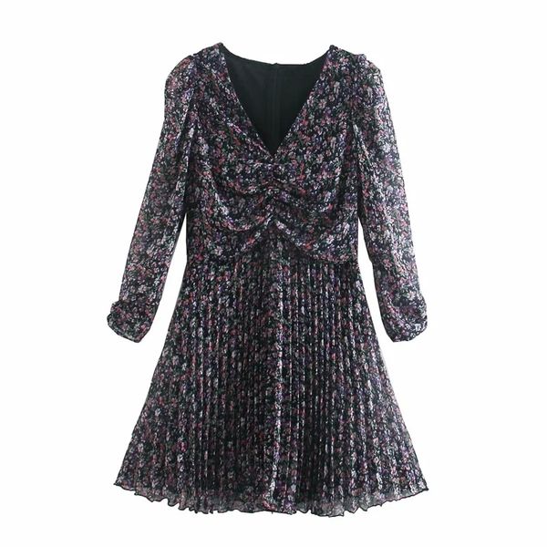 women floral print pressed pleat chiffon mini dress female v neck puff sleeve clothes casual lady loose vestido d6963 210430, Black;gray
women floral print pressed pleat chiffon mini dress female v neck puff sleeve clothes casual lady loose vestido d6963 210430, Black;gray