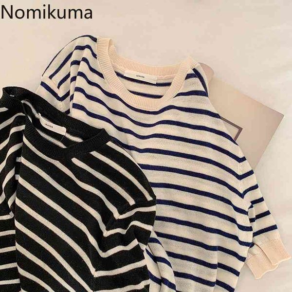 nomikuma contrast color striped t shirt women o neck short sleeve casual summer all-match loose tshirts camisetas mujer 210514, White
nomikuma contrast color striped t shirt women o neck short sleeve casual summer all-match loose tshirts camisetas mujer 210514, White