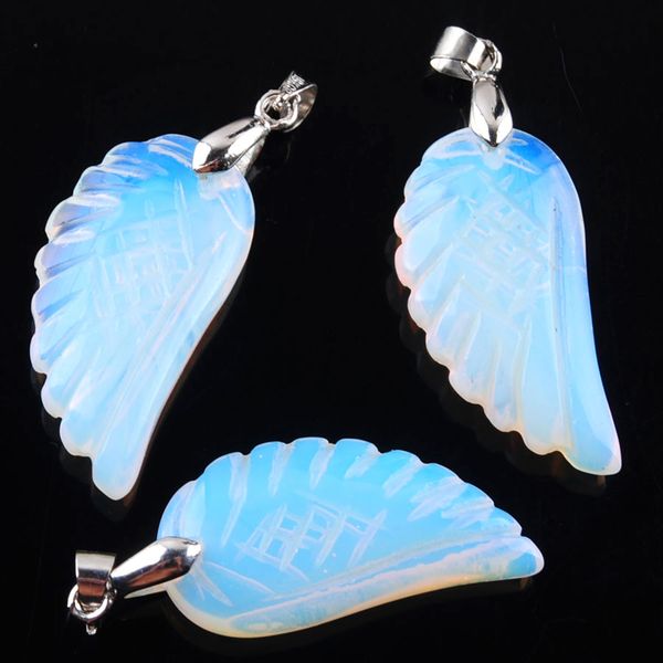 wojiaer natural white opal gem stone bead angel wings silver pendant necklace plated reiki chakra jewelry 18 inches n3533
wojiaer natural white opal gem stone bead angel wings silver pendant necklace plated reiki chakra jewelry 18 inches n3533