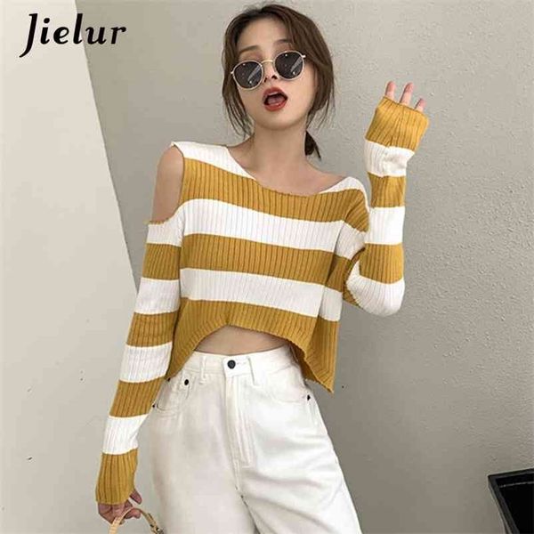 o-neck autumn sweater women chic stripe elastic hollow out slim basic primer korean knitwear short pullover female 210426, White;black
o-neck autumn sweater women chic stripe elastic hollow out slim basic primer korean knitwear short pullover female 210426, White;black