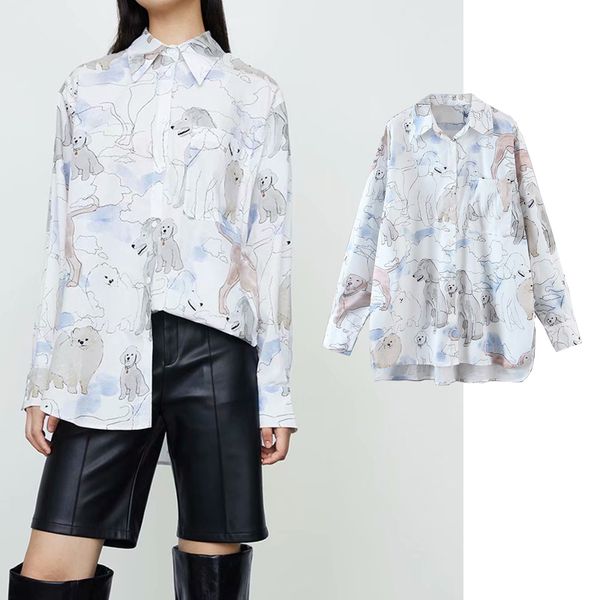 women's blouses & shirts fashion women vintage dog print single breasted long sleeve turn-down collar chiffon shirt casual loose t, White
women's blouses & shirts fashion women vintage dog print single breasted long sleeve turn-down collar chiffon shirt casual loose t, White