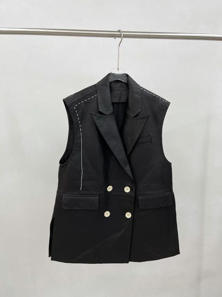 women's leather & faux 2021 women fashion sleeveless sheepskin lapel waistcoat 0910, Black
women's leather & faux 2021 women fashion sleeveless sheepskin lapel waistcoat 0910, Black