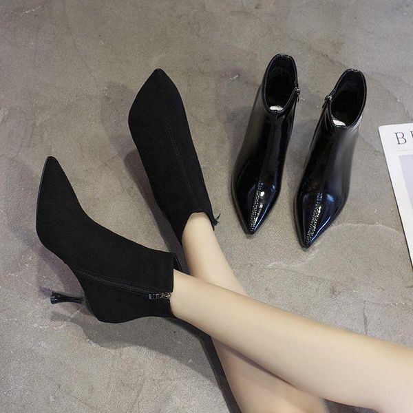 boots stiletto solid color ankle women pumps pointed toe leather high heel work boot zapatillas mujer 2021 winter, Black
boots stiletto solid color ankle women pumps pointed toe leather high heel work boot zapatillas mujer 2021 winter, Black